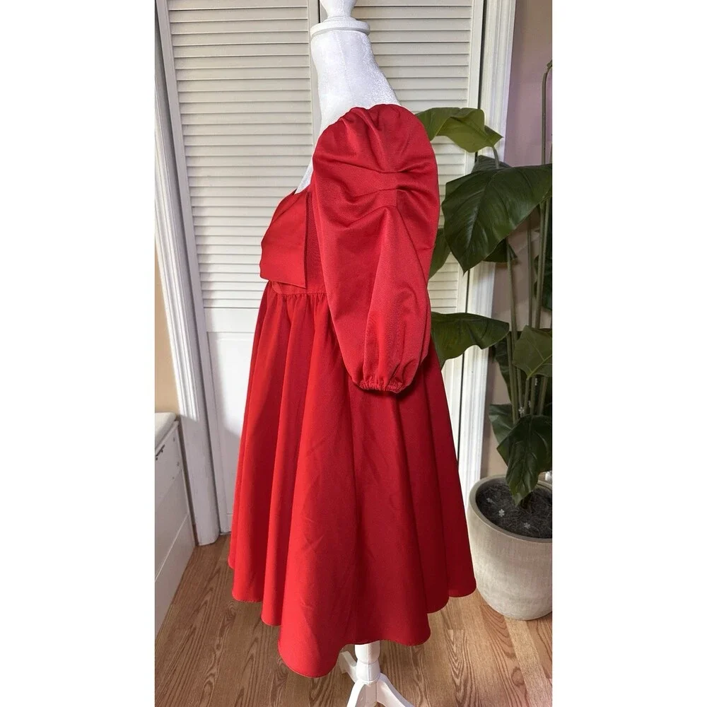 Kate Spade Bow Front Babydoll Mini Dress Women’s Puff Sleeve Fit & Flare Size 8
